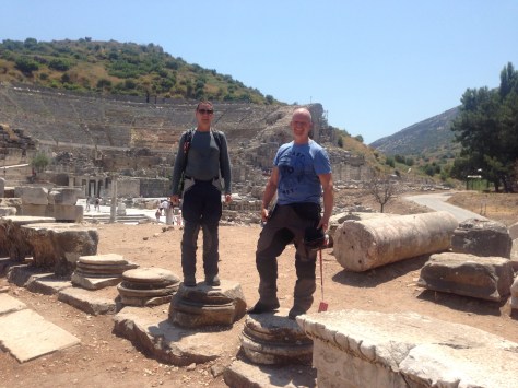 David & Steve by the coliseum ruins at Ephesus. 