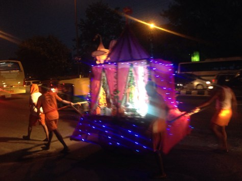 The streets have been full of these dressed up vehicles as part of the Hindu celebrations 