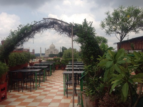 The view from out bedroom while staying at Agra. Yes, that's the Tajmahal in the background 