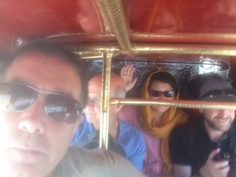 Having a fun ride in a Tuk Tuk in Quetta on way to station complete with armed escort